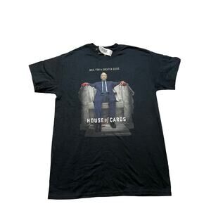 vtg House of Cards graphic print t shirt short sleeves size m black cotton
